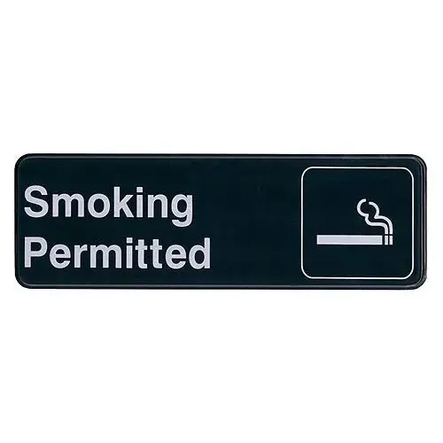 Update International S39-12BK - 9" x 0.06" x 3" - Sign - Board - Smoking Permitted - White on Black  