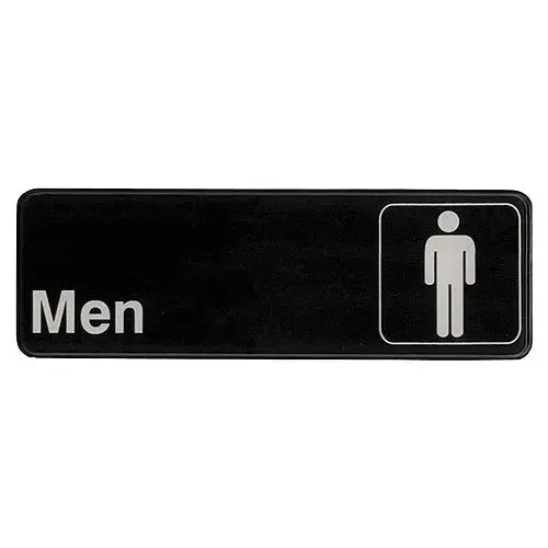 Update International S39-13BK - 9" x 0.06" x 3" - Sign - Board - Men - White on Black  