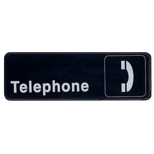 Update International S39-28BK - 9" x 0.06" x 3" - Sign - Board - Telephone - White on Black  