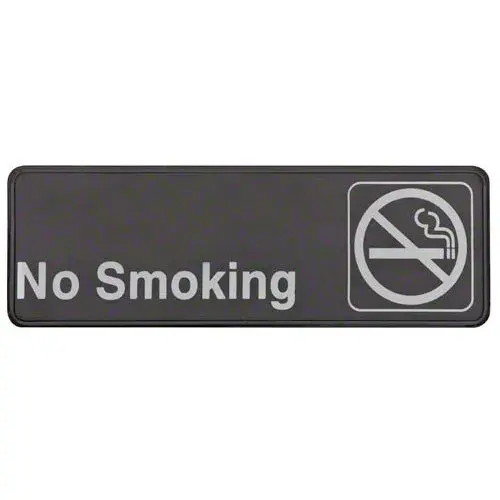 Update International S39-11BK - 9" x 0.06" x 3" - Sign - Board - No Smoking - White on Black  