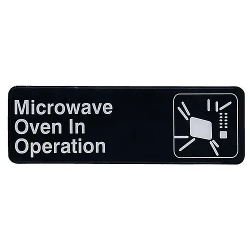 Update International S39-24BK - 9" x 0.06" x 3" - Sign - Board - Microwave Oven in Operation - White on Black   