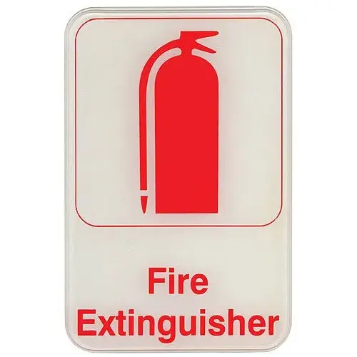 Update International S69-6RD - 9" x 0.13" x 6" - Sign - Board - Fire Extinguisher Sign - - Red on White 