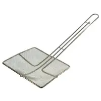 Update International SKM-SQF - 6 3/4" Nickel-Plated Square Fine Mesh Skimmer