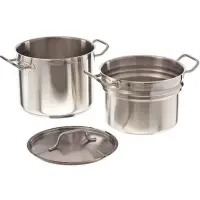 Update International SDB-12 - 10.75" x 11.25" x 10.75" - Stainless Steel Induction Ready Double Boiler with Cover  