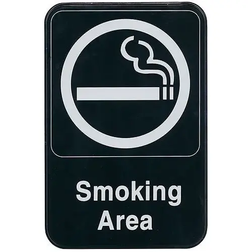 Update International S69-4BK - 9" x 0.13" x 6" - Sign - Board - Smoking Area Sign - - White on Black 