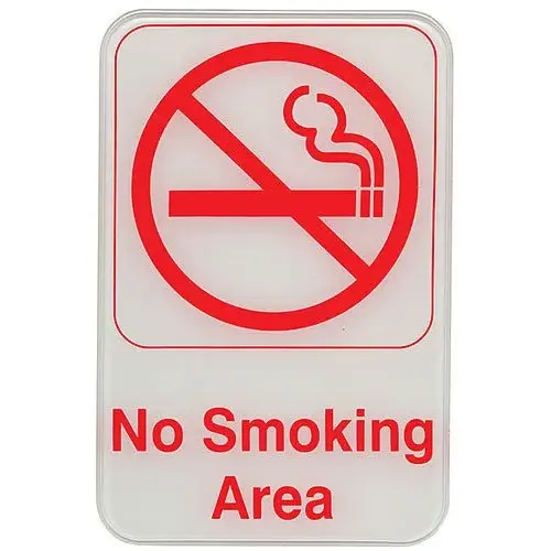 Update International S69-12RD - 9" x 0.06" x 6" - Sign - Board - No Smoking Area Sign - - Red on White   