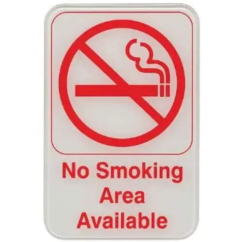 Update International S69-11RD - 9" x 0.06" x 6" - Sign - Board - No Smoking Area Available Sign - - Red on White  