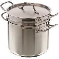 Update International SDB-08 - 10.06" x 7.69" x 10.06" - Stainless Steel Induction Ready Double Boiler with Cover  