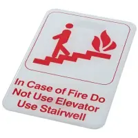 Update International S69-10RD - "In Case of Fire Do Not Use Elevator Use Stairwell" Sign