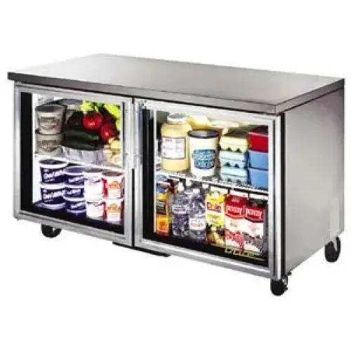 True TUC-60G - 60.5" Undercounter Refrigerator - 2 Glass Door 4 Shelves