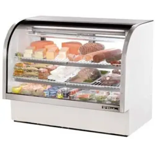 True TCGG-60 60" Deli Case - Single Service Curved Glass, White Exterior