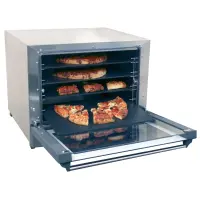 Cadco OV-023P - Half Size - Stainless Steel Convection Oven w/ Manual Control - 4 Pizza Heat Plate Shelves