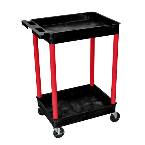 Luxor - BKSTC11RD - Plastic 2 Shelf Utility Tub Cart - Black