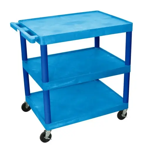 Luxor - TC222BU - Plastic 3 Shelf Utility Tub Cart - Blue