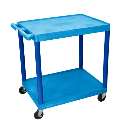 Luxor - TC22BU - Plastic 2 Shelf Utility Tub Cart - Blue