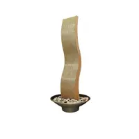 Buffet Enhancements - 1BMWC64EMSP - 64" Water Wall Decorative Fountain - Curved - Emerald Wall / Sandstone Base