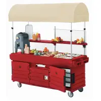 Cambro KVC854C-158 - CamKiosk Hot Red Vending Cart w/ Pan Wells and Canopy 