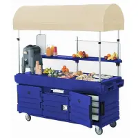 Cambro KVC854C-186 - CamKiosk Navy Blue Vending Cart w/ Pan Wells and Canopy 