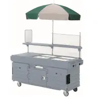 Cambro KVC854U-191 - CamKiosk Granite Gray Vending Cart w/ Pan Wells and Umbrella 