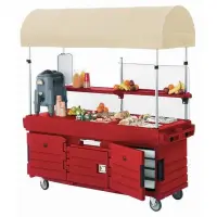 Cambro KVC856C-158 - CamKiosk Hot Red Vending Cart w/ Pan Wells and Canopy 