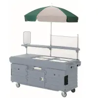 Cambro KVC856U-191 - CamKiosk Granite Gray Vending Cart w/ Pan Wells and Umbrella 