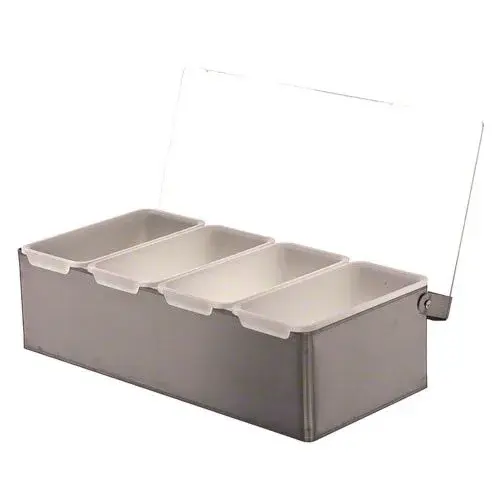 Update International CD-4 - Stainless Steel - Four Compartment - Condiment Dispensers - 3.5" x 6" x 12"