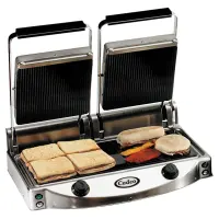 Cadco - CPG20 - Glass Ceramic Panini / Clamshell Grill - Double