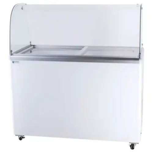 48" Curved Glass Ice Cream Dipping Cabinet - 8 Cans