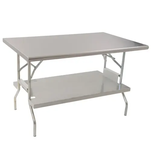 Folding Stainless Steel Work Table with Under Shelf - 24" x 60" 