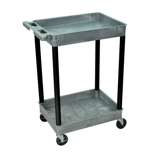 Luxor - GYSTC11BK - Plastic 2 Shelf Utility Tub Cart - Gray