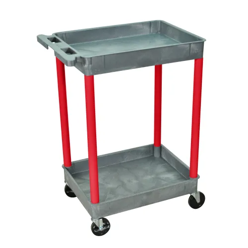 Luxor - GYSTC11RD - Plastic 2 Shelf Utility Tub Cart - Gray