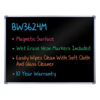 Universal BW3624M - H. Wilson Wall-Mounted Magnetic Black Board w/ Aluminum Frame - 36" x 24"