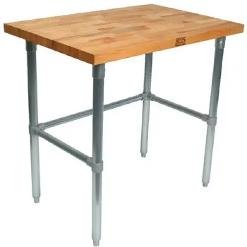 John Boos JNB01 - 36" X 24" Butcher Block Work Table W/ Galvanized Cross Bar