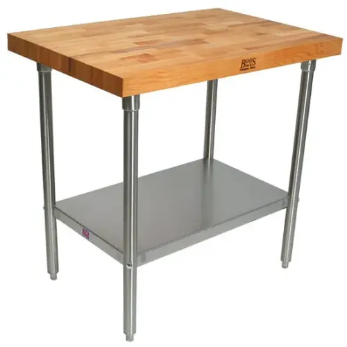 John Boos TNS01 - 36" X 24" Butcher Block Work Table W/ Stainless Steel Under Shelf