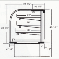 Marc LUBCR-48 - 49" Refrigerated Bakery Display Case - Self-Service - Curved Glass - High Volume