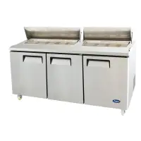 Atosa MSF8304 - 72" Refrigerated Salad / Sandwich Prep Table - 3 Doors