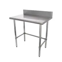 Universal B5SS2436-CB  36" X 24" Stainless Steel Prep Worktop Table w/ Stainless Steel Cross Bar & Back Splash