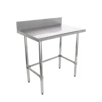 Universal B5SS2436-CB  36" X 24" Stainless Steel Prep Worktop Table w/ Stainless Steel Cross Bar & Back Splash