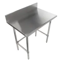 Universal B5SS2436-CB  36" X 24" Stainless Steel Prep Worktop Table w/ Stainless Steel Cross Bar & Back Splash