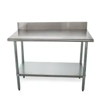 Universal B5SG2448 - 48" X 24" Stainless Steel Work Table W/ Back Splash and Galvanized Under Shelf