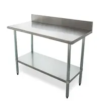 Universal B5SG2448 - 48" X 24" Stainless Steel Work Table W/ Back Splash and Galvanized Under Shelf