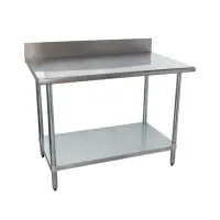 Universal B5SG3048 - 48" X 30" Stainless Steel Work Table W/ Back Splash and Galvanized Under Shelf