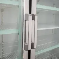 Universal BD1.9L3 80" Three Door Black Swing Glass Door Reach In Freezer with LED Lighting