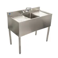 Universal 36" 1 Bowl Underbar Sink with Faucet and Two Drainboards