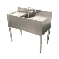 Universal 36" 1 Bowl Underbar Sink with Faucet and Two Drainboards