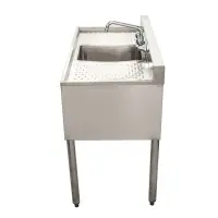 Universal 36" 1 Bowl Underbar Sink with Faucet and Two Drainboards