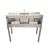 Universal 36" 1 Bowl Underbar Sink with Faucet and Two Drainboards