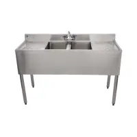 Universal 48" 2 Bowl Underbar Sink with Faucet and Two Drainboards