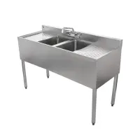 Universal 48" 2 Bowl Underbar Sink with Faucet and Two Drainboards