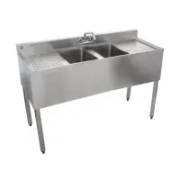 Universal 48" 2 Bowl Underbar Sink with Faucet and Two Drainboards